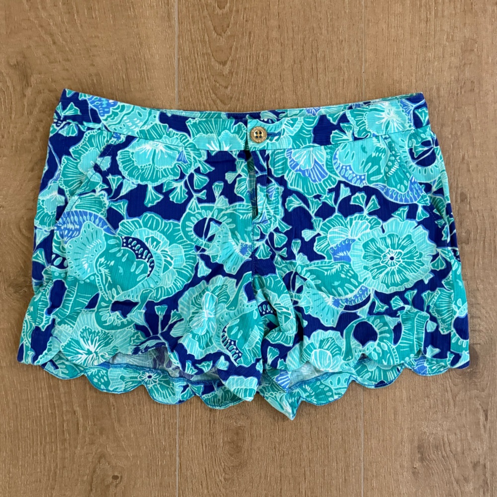 Lilly Pulitzer Teal and Navy Buttoned Shorts